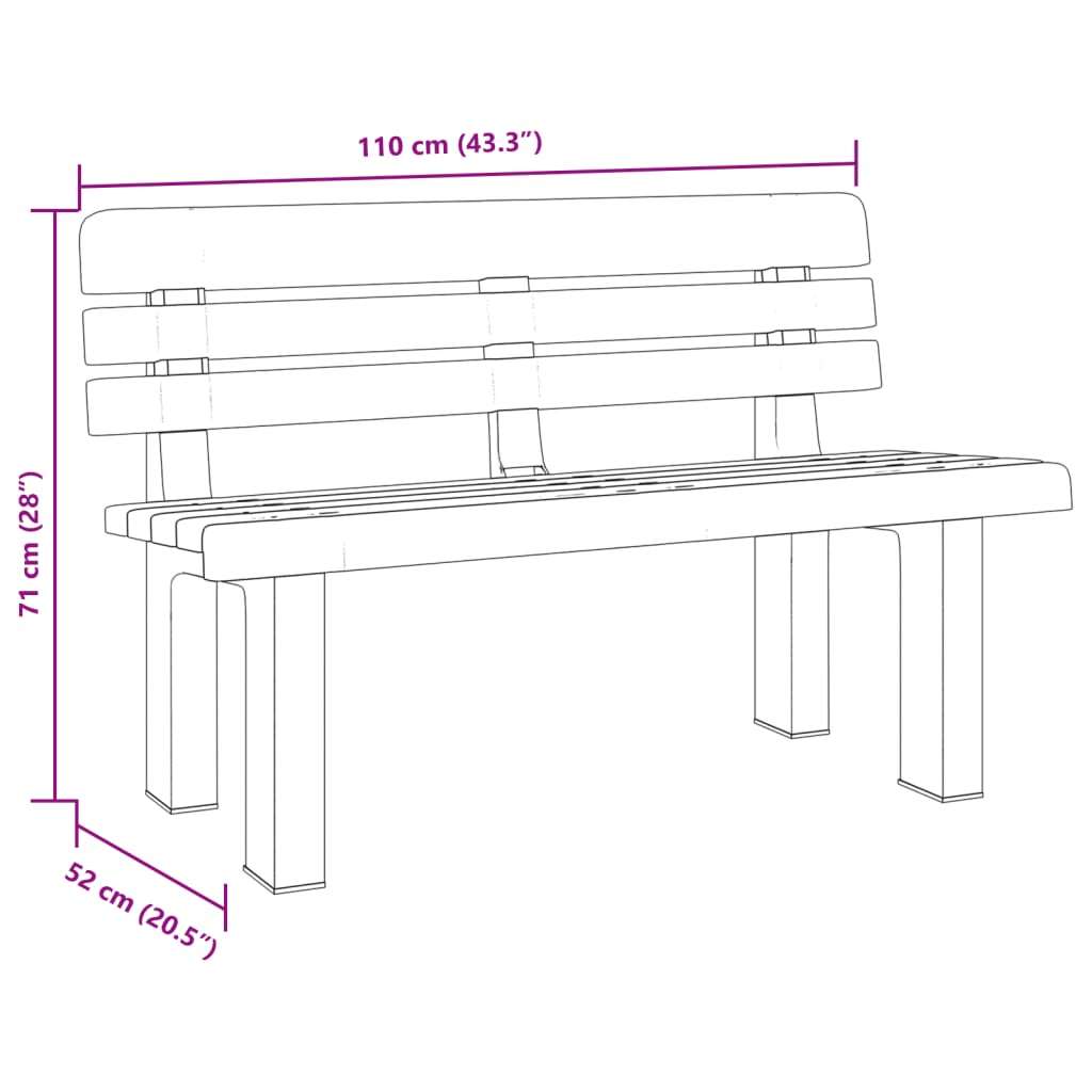 Gartenbank Grün 110x52x71 cm Polypropylen