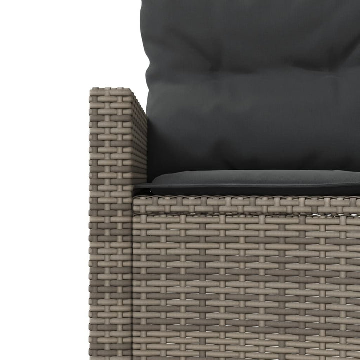 Gartensofa mit Kissen Rund Grau Poly Rattan