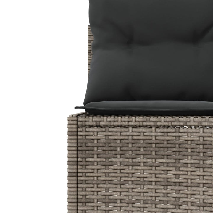 Gartensofa mit Tisch und Kissen Rund Grau Poly Rattan