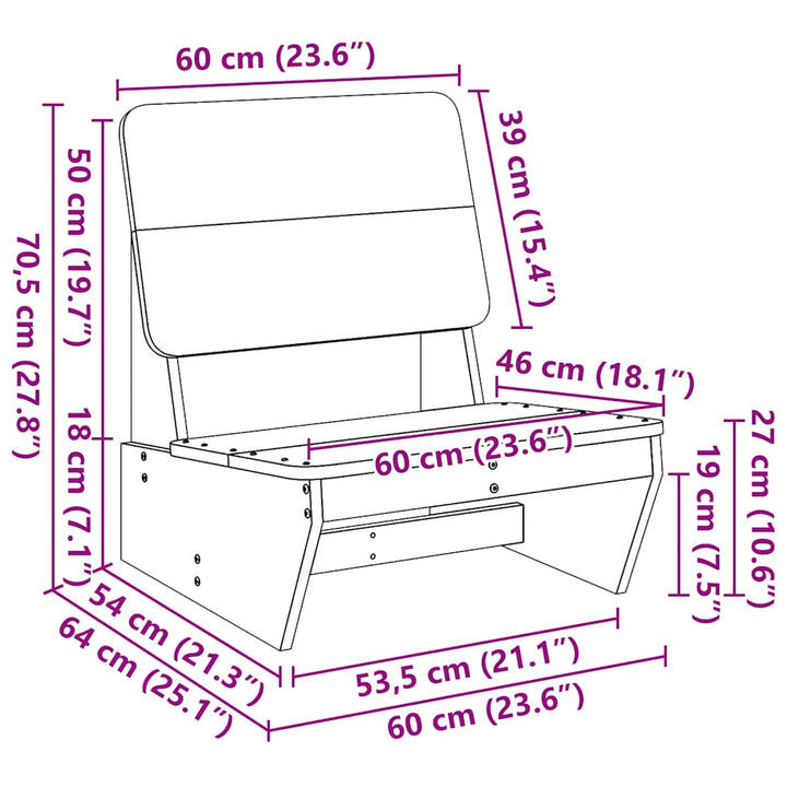 Gartenstuhl Wachsbraun 60x64x70,5 cm Massivholz Kiefer