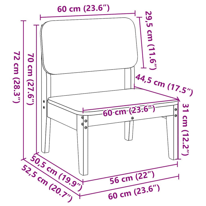 Gartenstühle 2 Stk. 60x52,5x72 cm Massivholz Douglasie