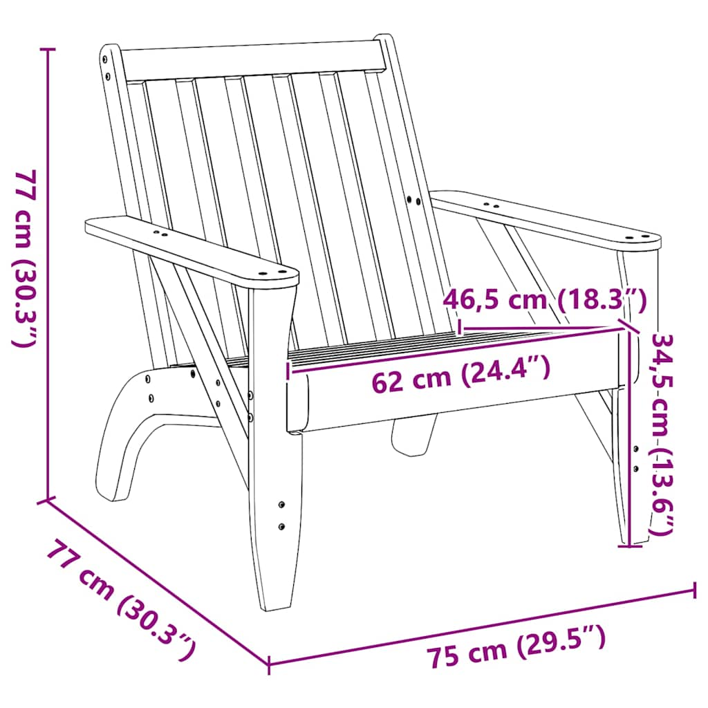 Adirondack-Gartenstuhl Wachsbraun 75x77x77 cm Massivholz Kiefer