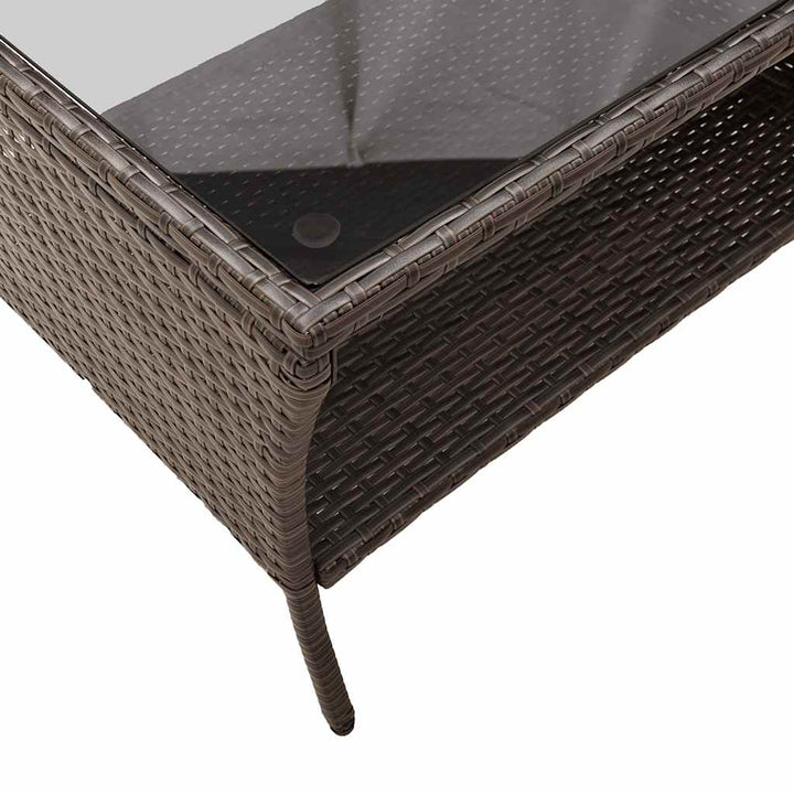 Gartensofa 2-Sitzer mit Kissen & Tisch Braun Poly Rattan