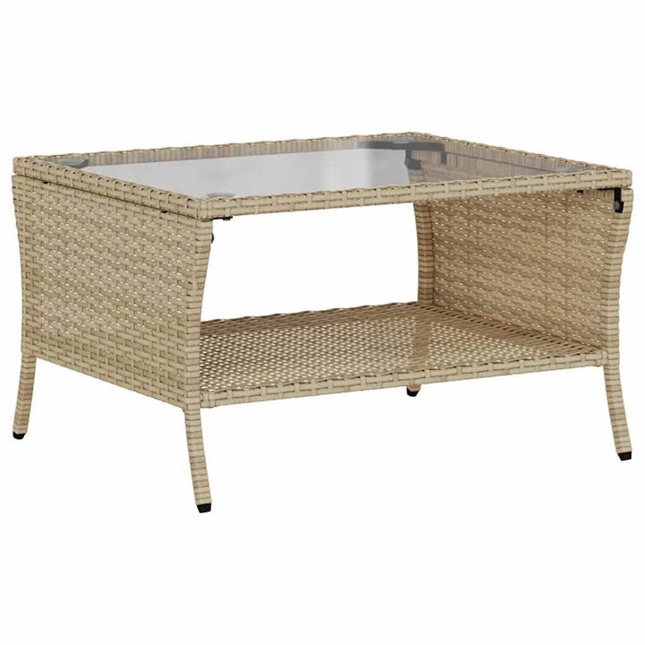 Gartensofa 2-Sitzer mit Kissen & Tisch Beige Poly Rattan