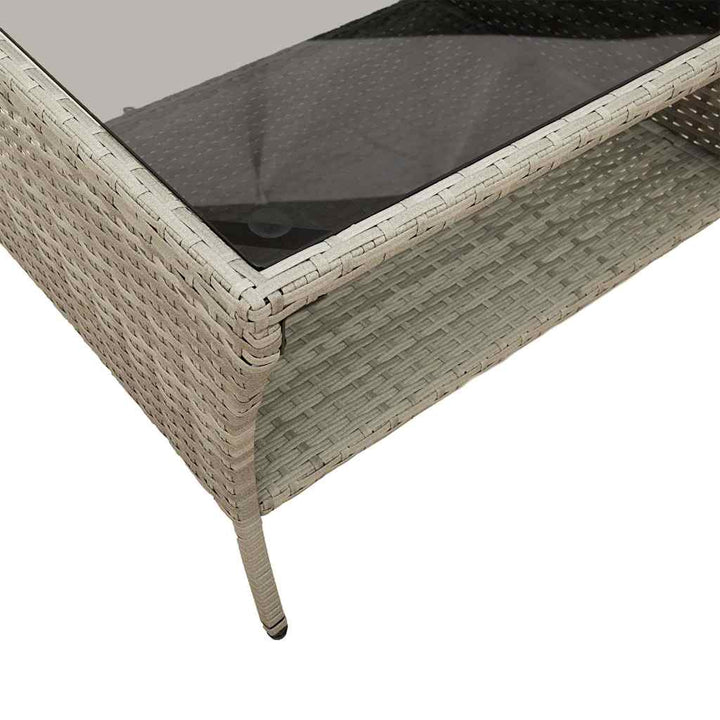 Gartensofa 2-Sitzer mit Kissen & Tisch Hellgrau Poly Rattan