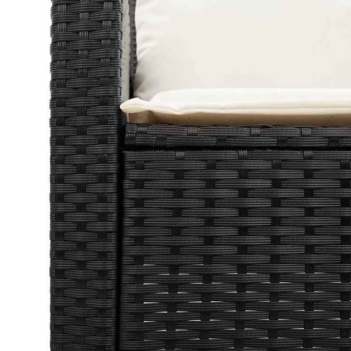 Gartensofa 3-Sitzer mit Kissen & Tisch Schwarz Poly Rattan