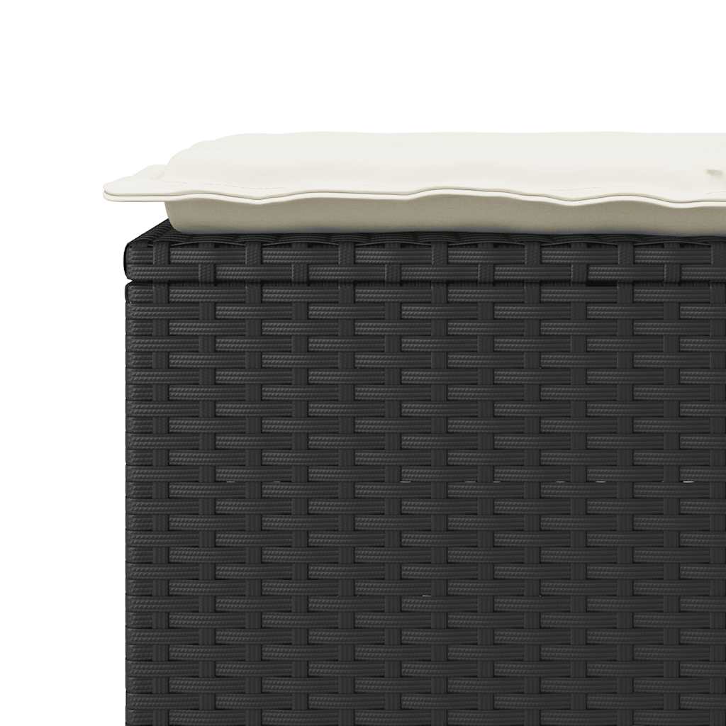 Gartenbank mit Kissen Schwarz 110x40x44 cm Poly Rattan