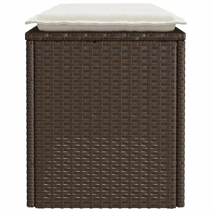 Gartenbank mit Kissen Braun 110x40x44 cm Poly Rattan