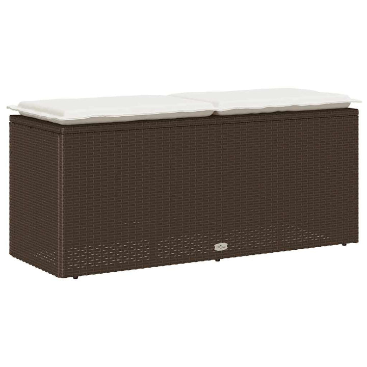 Gartenbank mit Kissen Braun 110x40x44 cm Poly Rattan