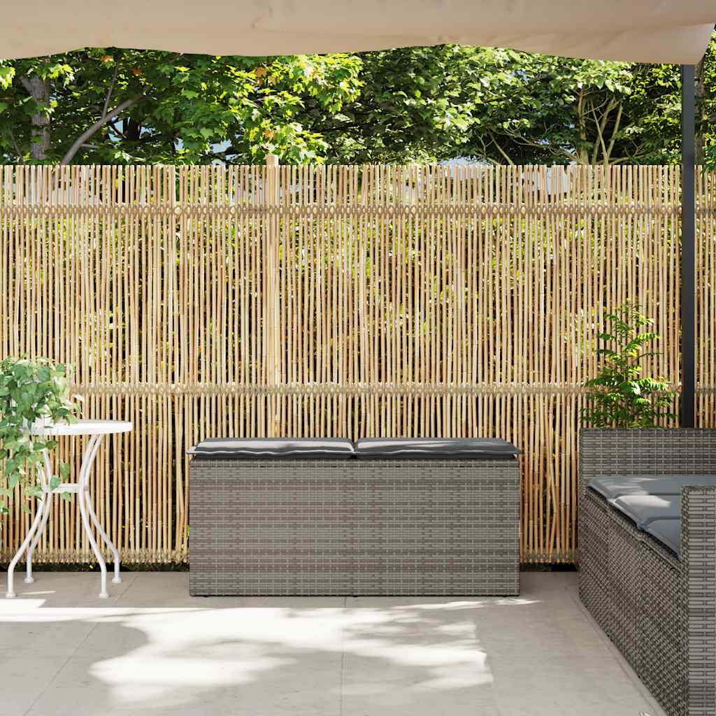 Gartenbank mit Kissen Grau 110x40x44 cm Poly Rattan