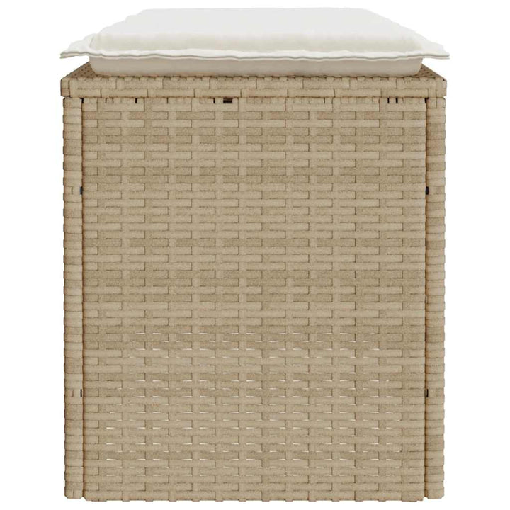 Gartenbank mit Kissen Beige 110x40x44 cm Poly Rattan