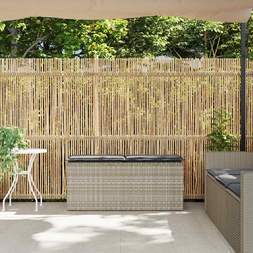 Gartenbank mit Kissen Hellgrau 110x40x44 cm Poly Rattan