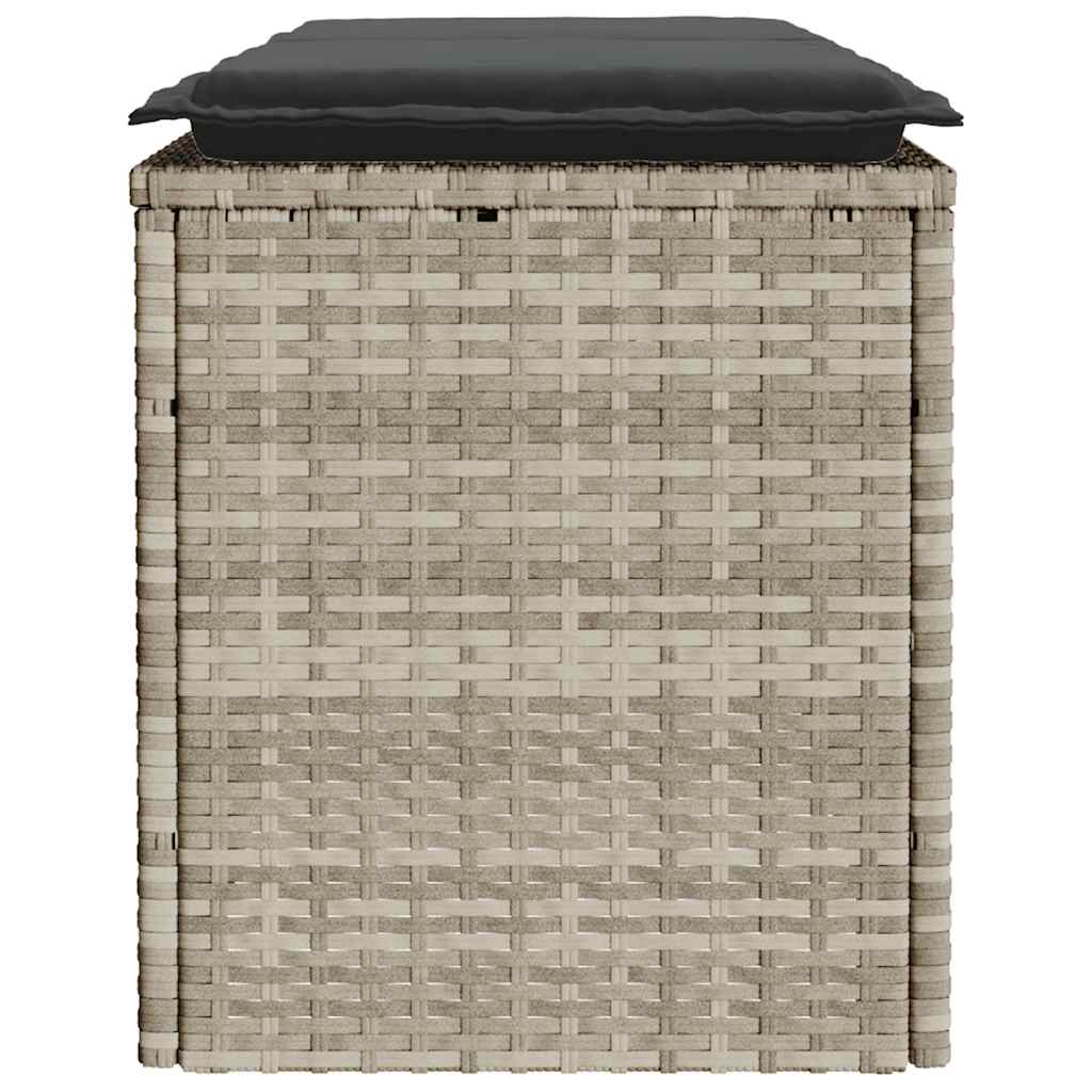 Gartenbank mit Kissen Hellgrau 110x40x44 cm Poly Rattan