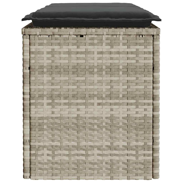 Gartenbank mit Kissen Hellgrau 110x40x44 cm Poly Rattan