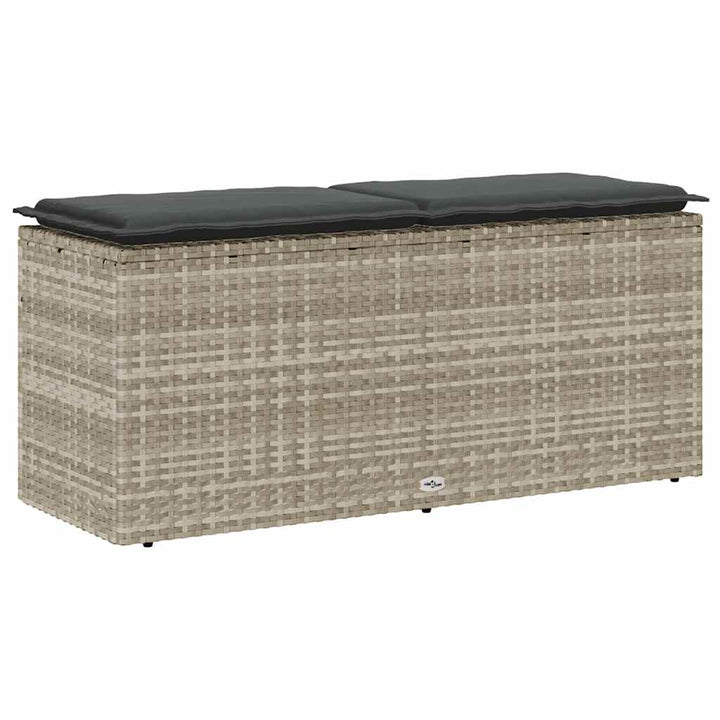 Gartenbank mit Kissen Hellgrau 110x40x44 cm Poly Rattan