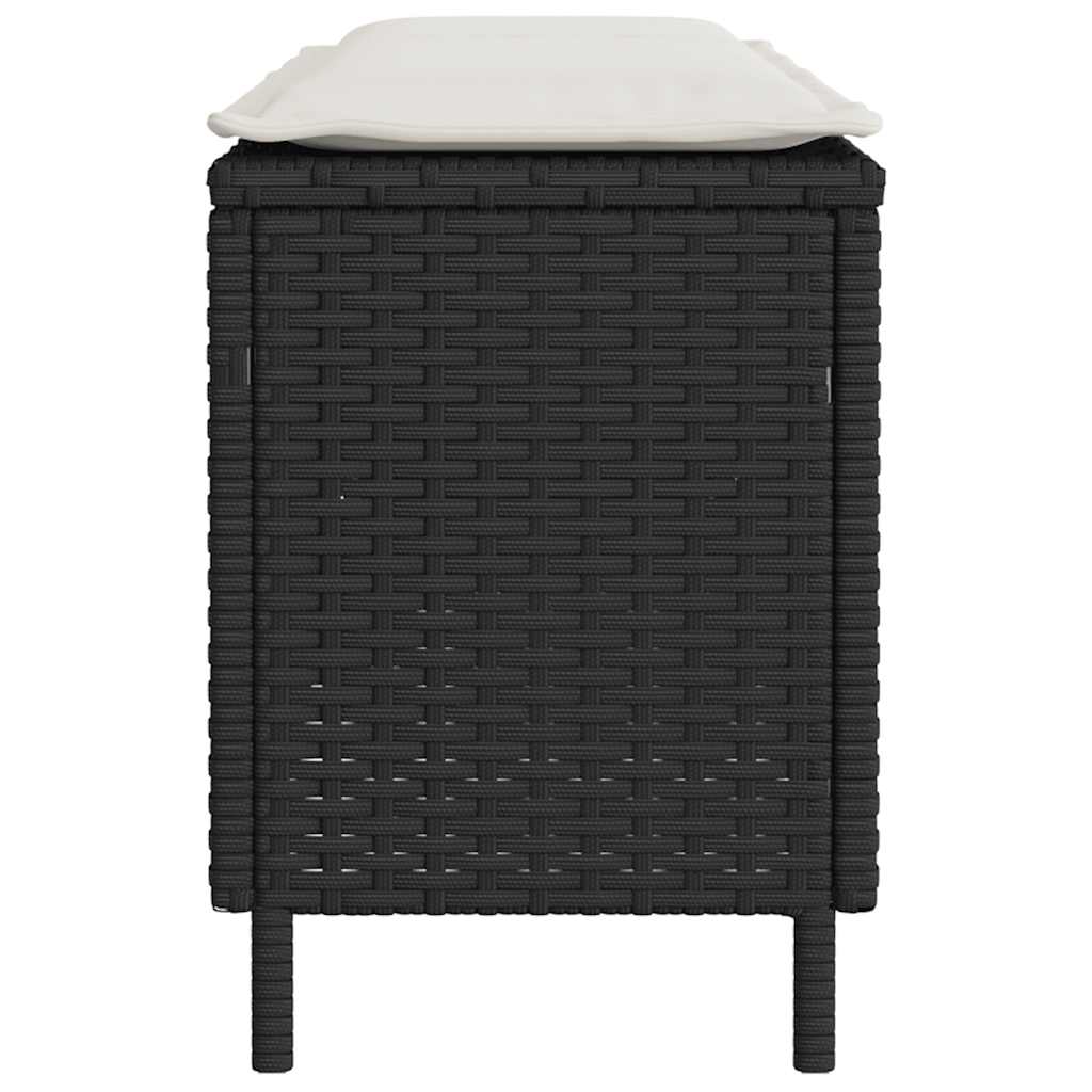 Gartenbank mit Kissen Schwarz 110x30x40,5 cm Poly Rattan