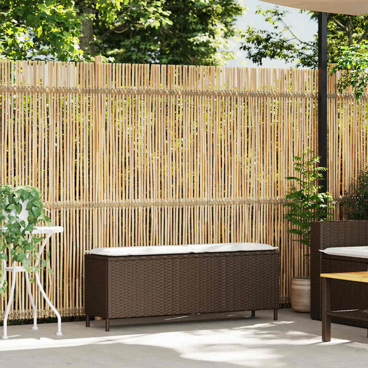 Gartenbank mit Kissen Braun 110x30x40,5 cm Poly Rattan