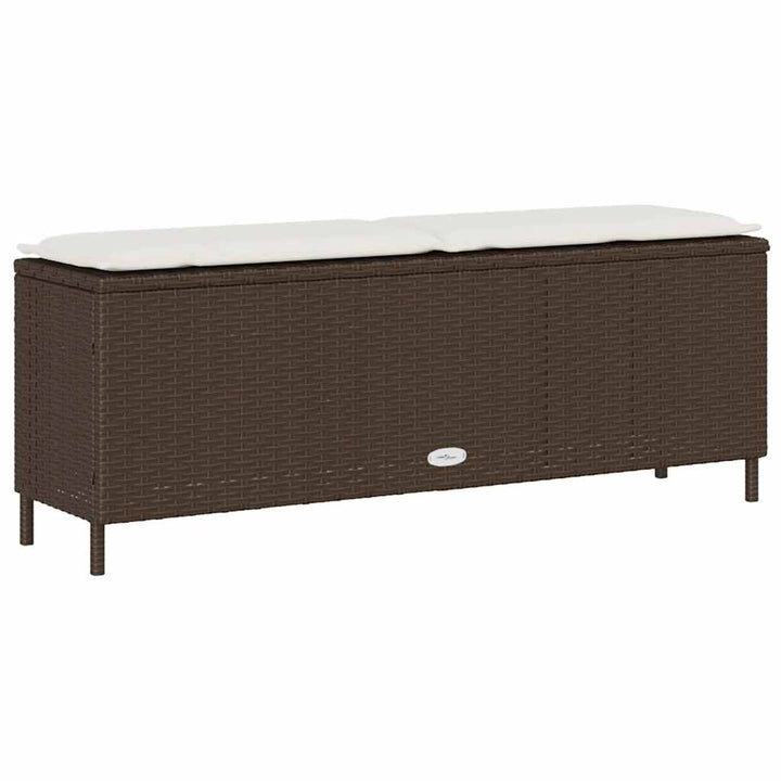 Gartenbank mit Kissen Braun 110x30x40,5 cm Poly Rattan