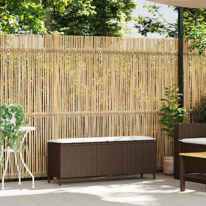 Gartenbank mit Kissen Grau 110x30x40,5 cm Poly Rattan