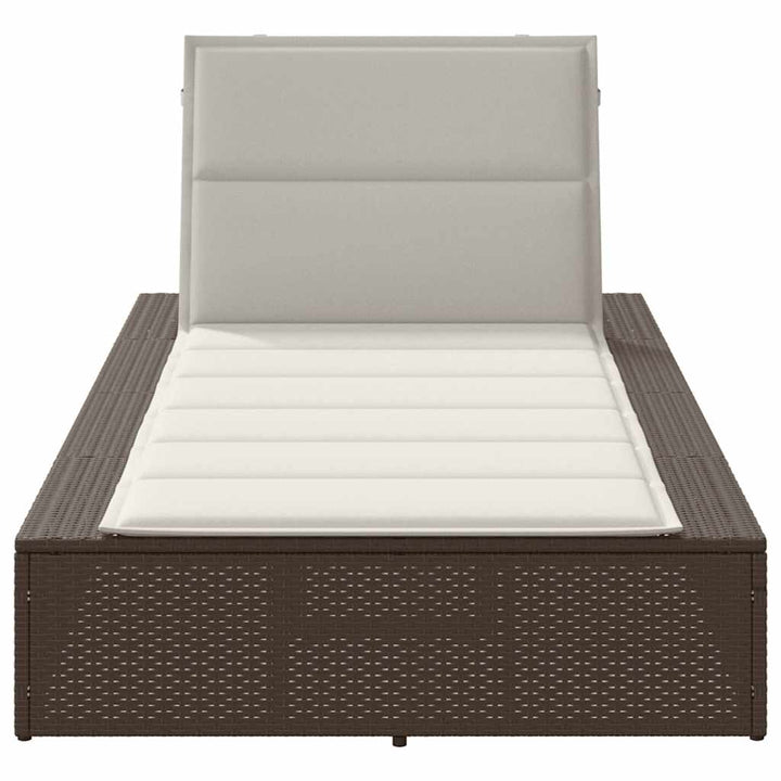 Sonnenliege mit schwebender Auflage Braun Poly Rattan