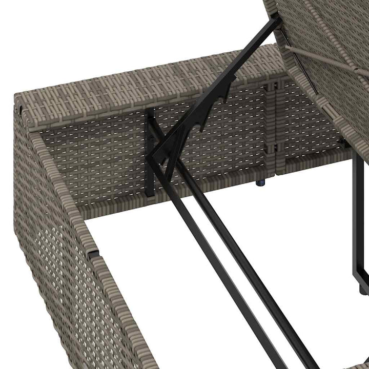 Sonnenliege mit schwebender Auflage Grau Poly Rattan