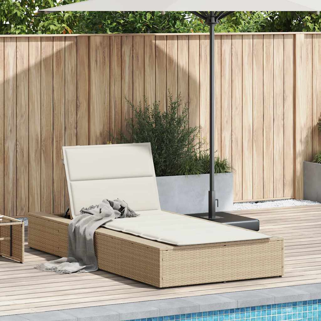 Sonnenliege mit schwebender Auflage Beige Poly Rattan