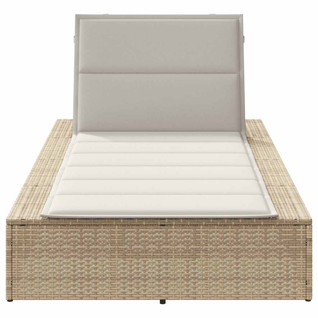 Sonnenliege mit schwebender Auflage Beige Poly Rattan