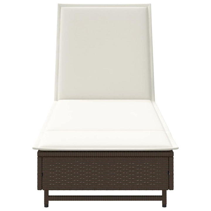 Sonnenliege mit Rollen und Auflage Braun Poly Rattan