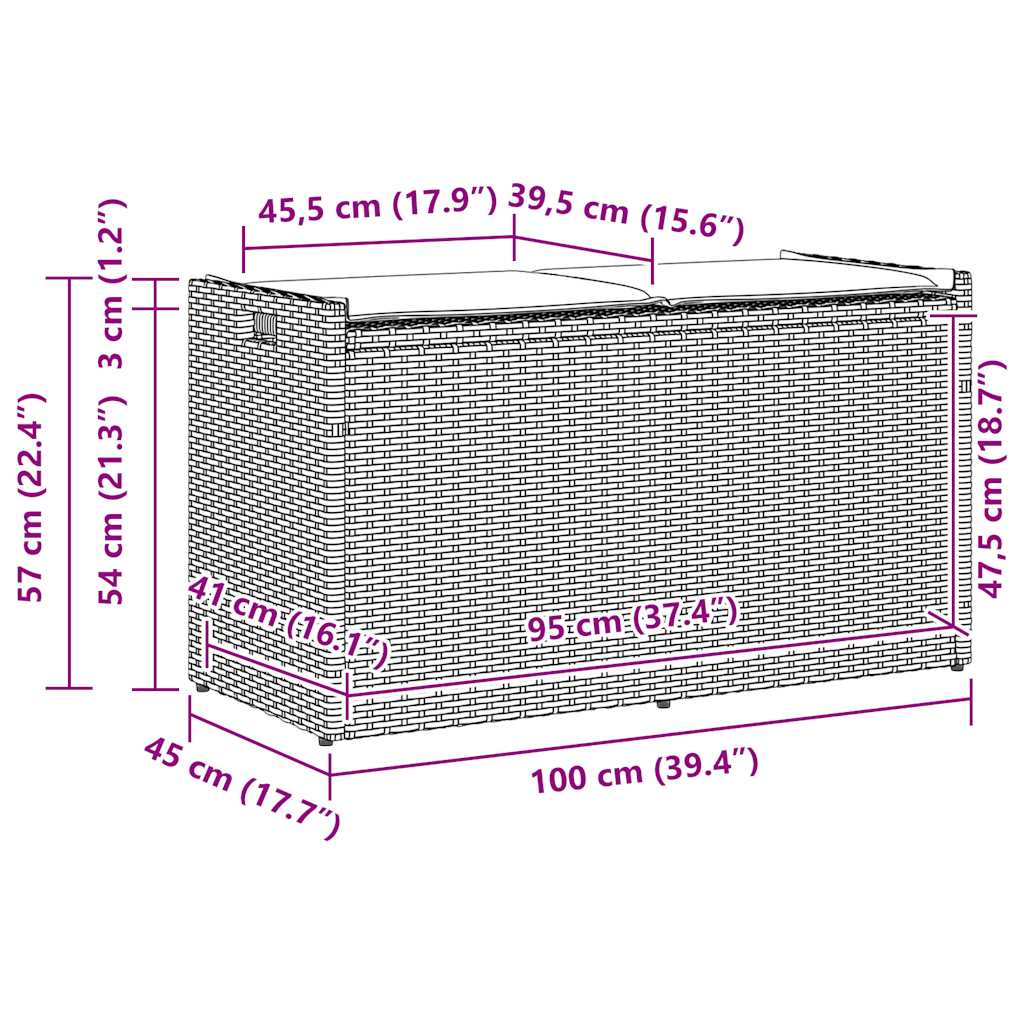 Outdoor-Sitzbank mit Stauraum und Kissen Schwarz 100 cm