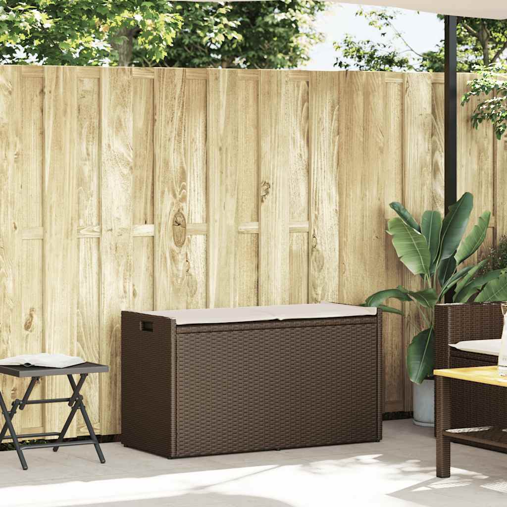 Outdoor-Sitzbank mit Stauraum und Kissen Braun 100 cm