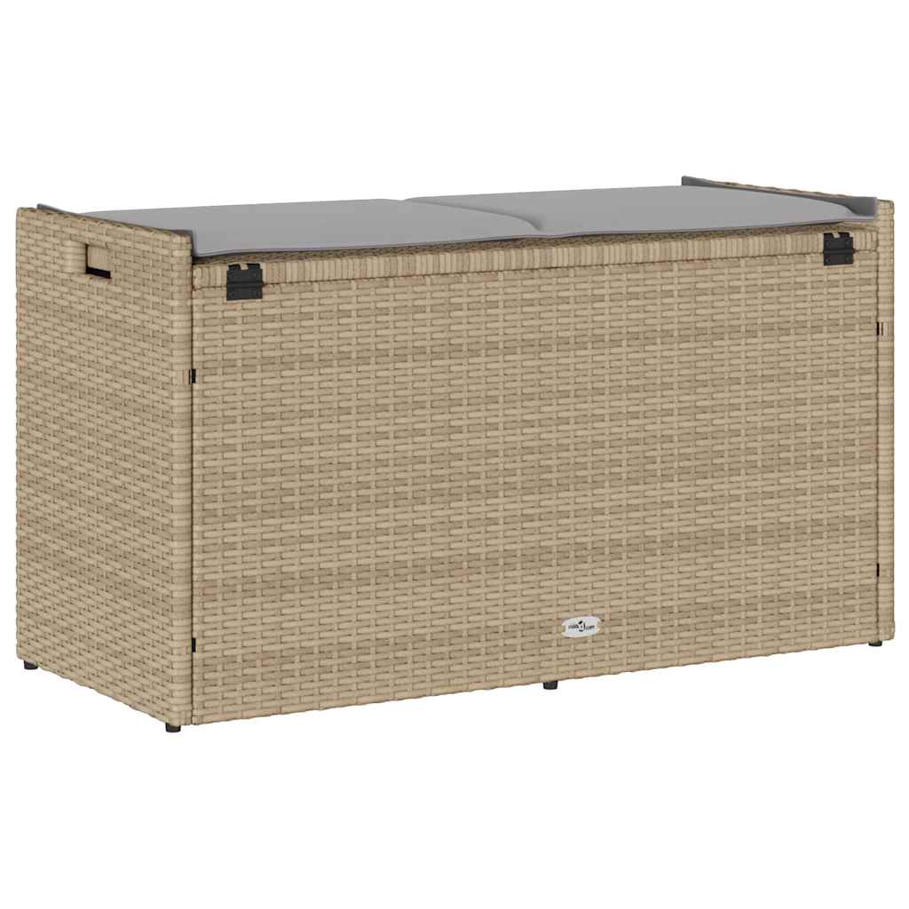 Outdoor-Sitzbank mit Stauraum und Kissen Beige 100 cm