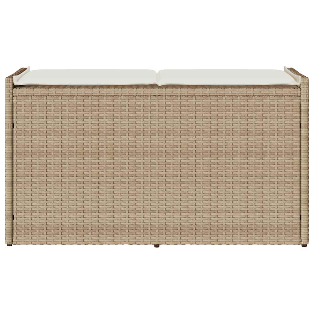 Outdoor-Sitzbank mit Stauraum und Kissen Beige 100 cm