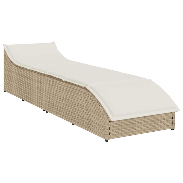 Klappliege mit Auflage und Stauraum Beige Poly-Rattan