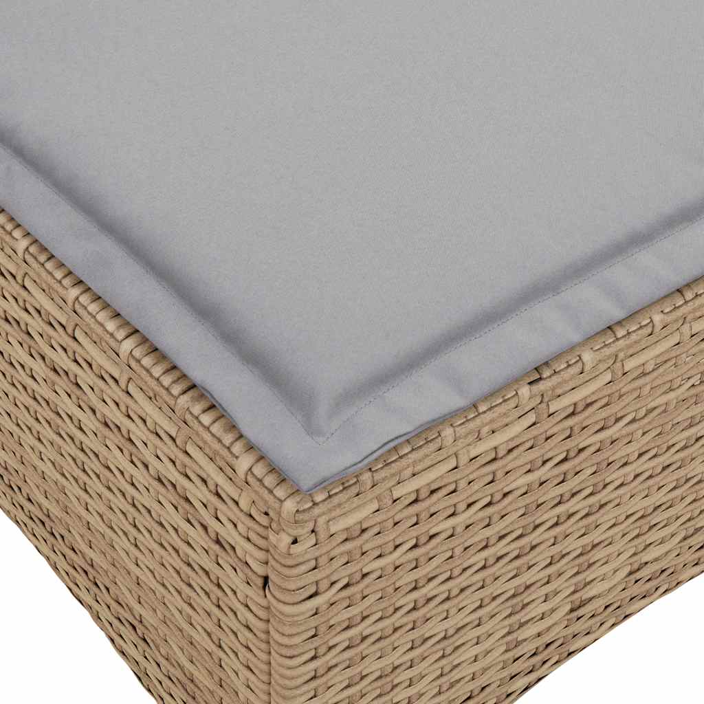 Gartensofa mit Liegefunktion Kissen L-Form Beige Poly Rattan