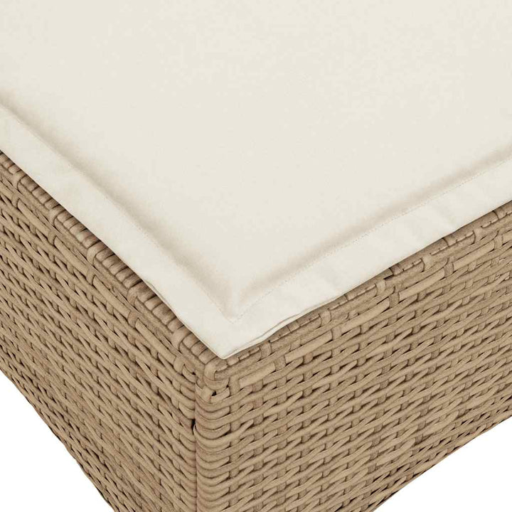 Gartensofa mit Liegefunktion Kissen L-Form Beige Poly Rattan