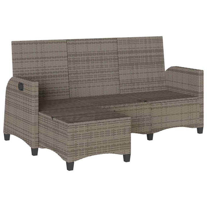 Gartensofa mit Liegefunktion Kissen L-Form Grau Poly Rattan