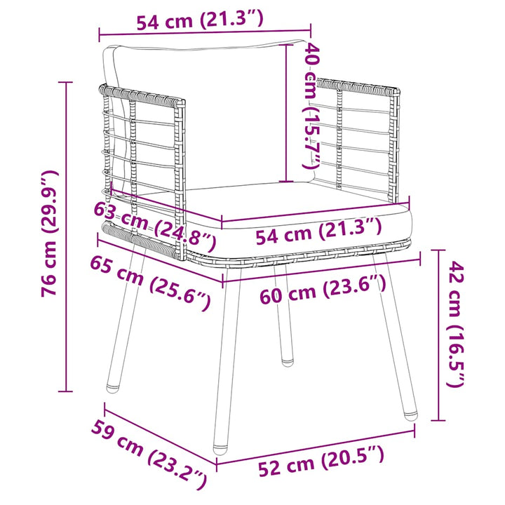 Gartenstühle 2 Stk. mit Kissen Natur Poly Rattan