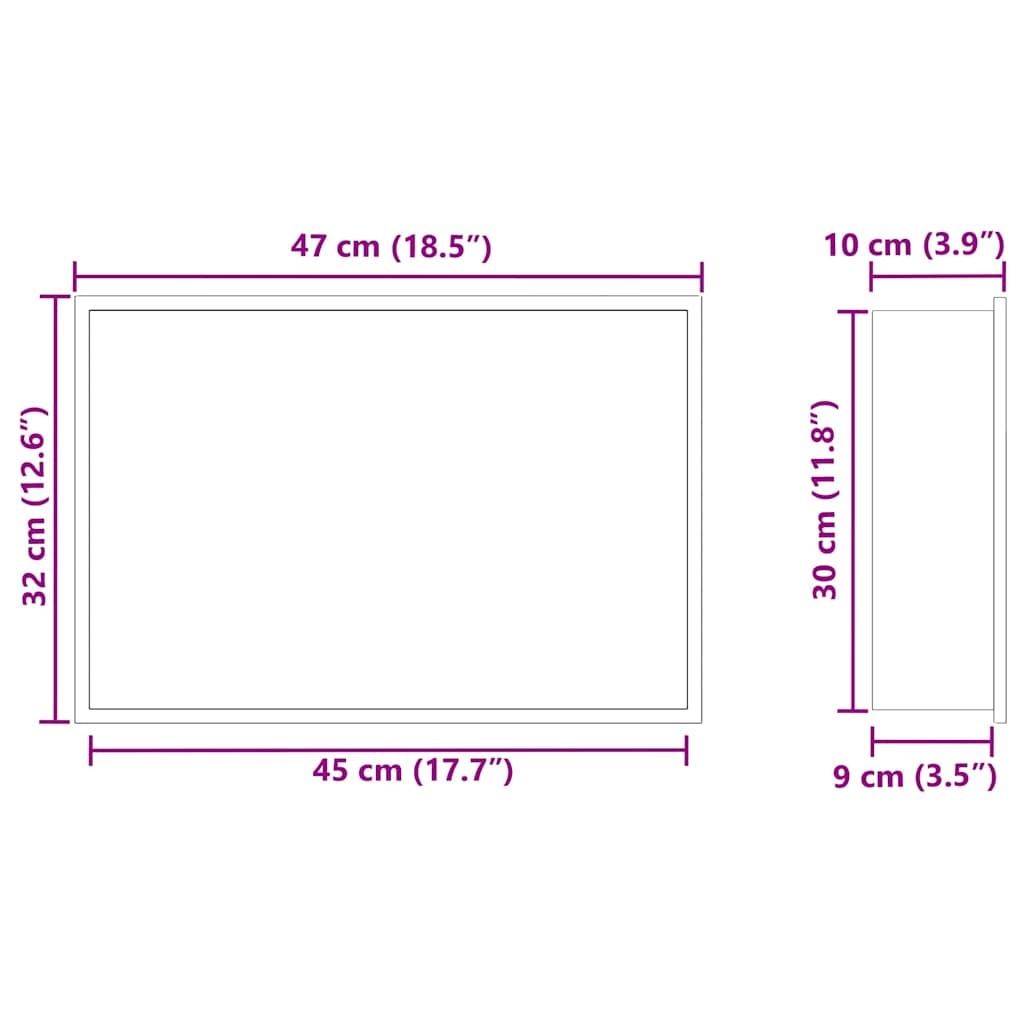 Duschnische Silber 45 x 30 x 9.5 cm Edelstahl
