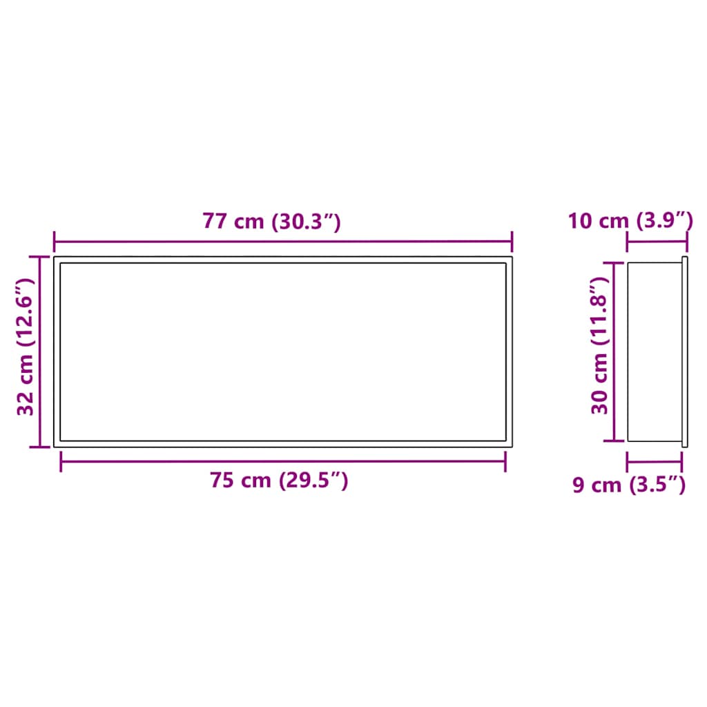 Duschnische Silber 75 x 30 x 9.5 cm Edelstahl