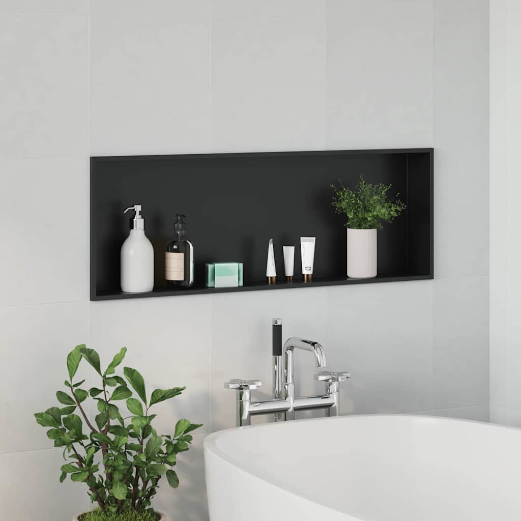 Duschnische Schwarz 90 x 30 x 9.5 cm Edelstahl