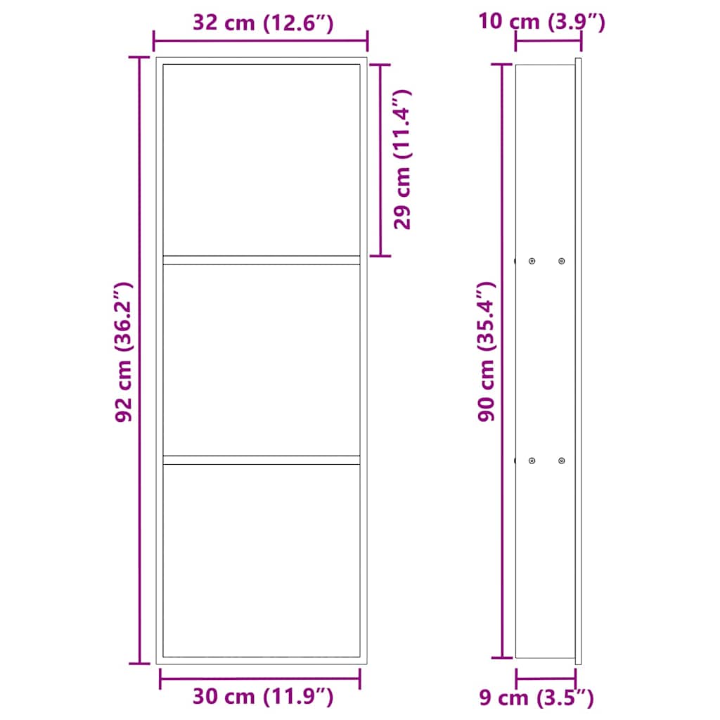 Duschnische Silber 90 x 30 x 9.5 cm Edelstahl