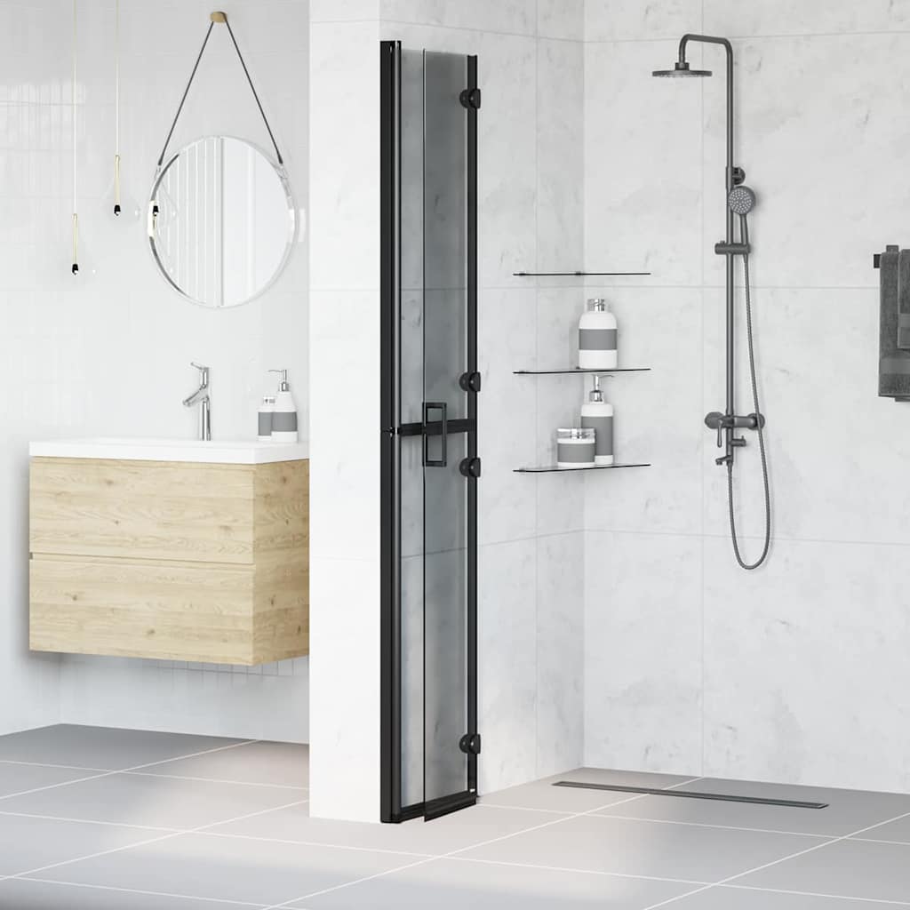 Walk-in Duschwand Schwarz und dunkel-transparent 70 x 190 cm