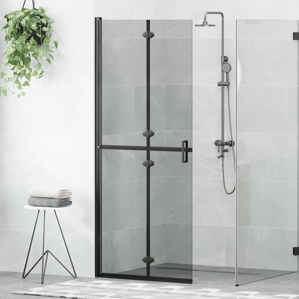 Walk-in Duschwand Schwarz und dunkel-transparent 80 x 190 cm
