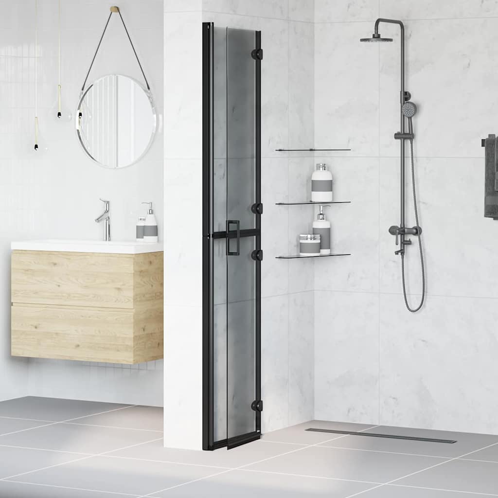 Walk-in Duschwand Schwarz und dunkel-transparent 80 x 190 cm