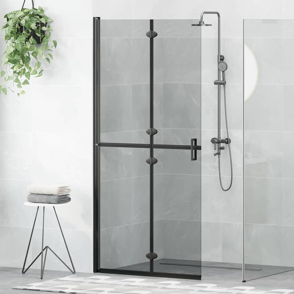 Walk-in Duschwand Schwarz und dunkel-transparent 90 x 190 cm