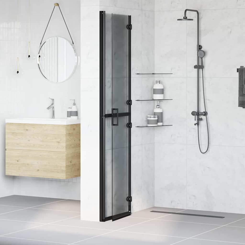 Walk-in Duschwand Schwarz und dunkel-transparent 90 x 190 cm