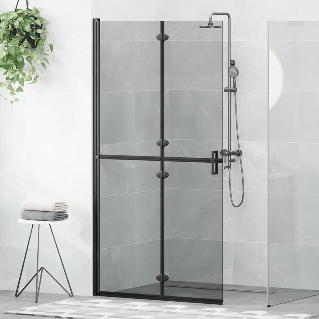 Walk-in Duschwand Schwarz und dunkel-transparent 100 x 190 cm