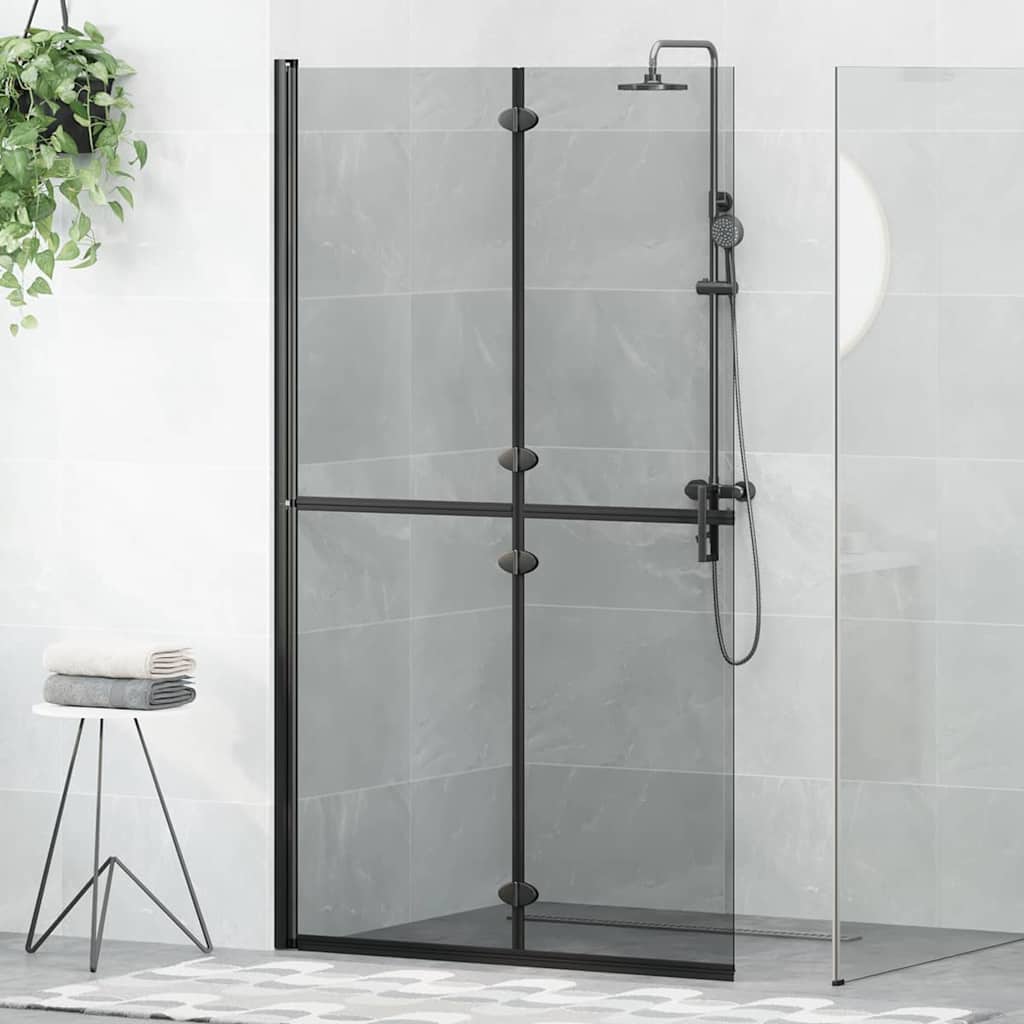 Walk-in Duschwand Schwarz und dunkel-transparent 110 x 190 cm