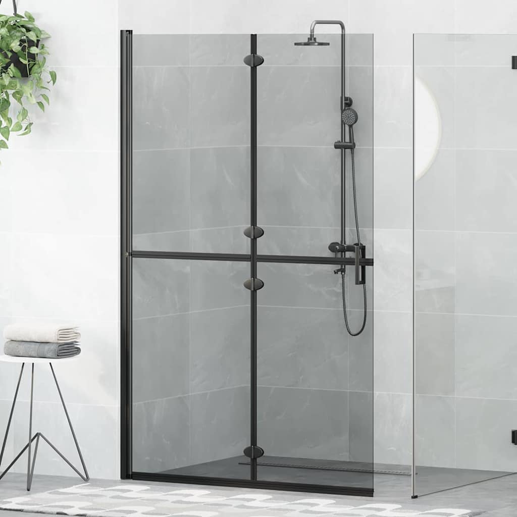 Walk-in Duschwand Schwarz und dunkel-transparent 120 x 190 cm