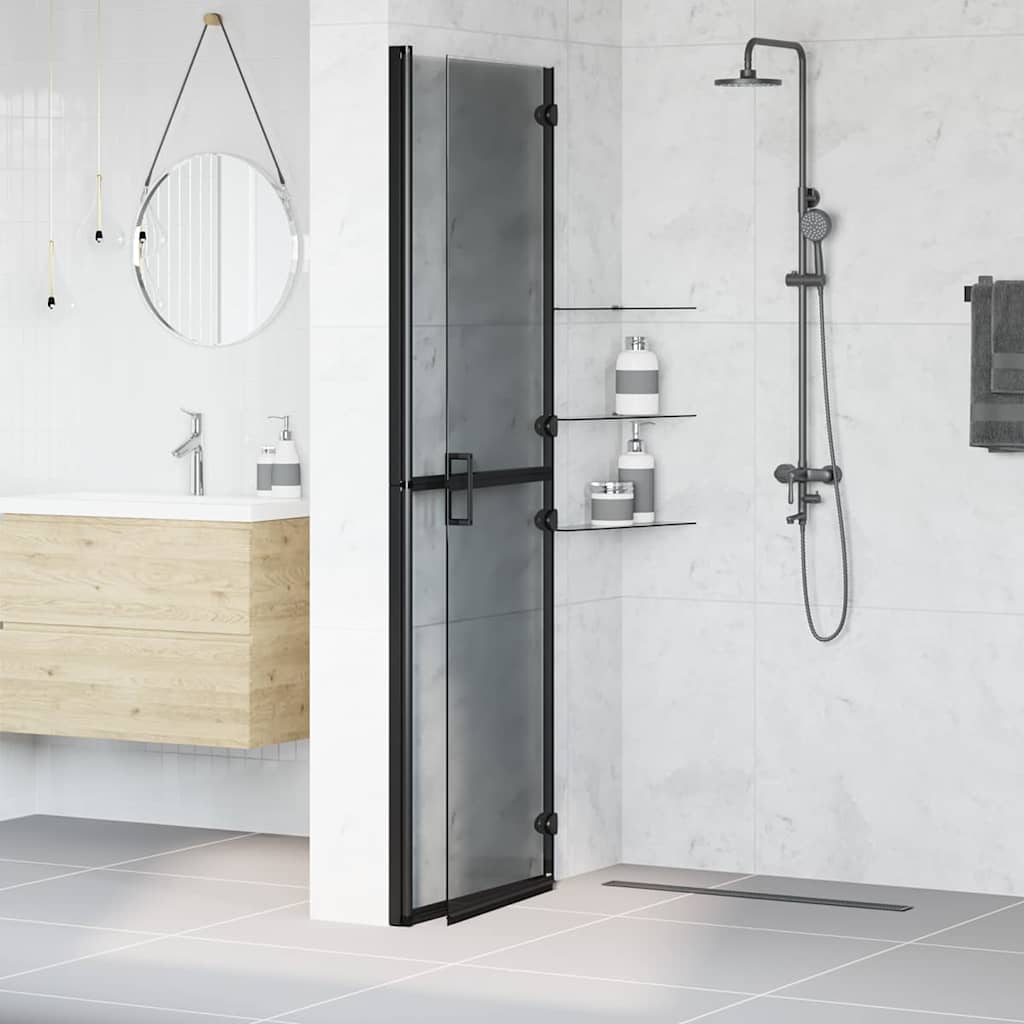 Walk-in Duschwand Schwarz und dunkel-transparent 120 x 190 cm